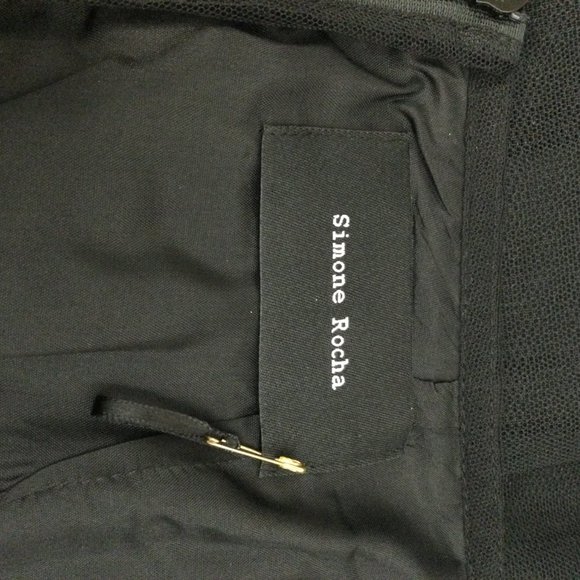 Simone Rocha Black Tulle with Red / Gold Brocade with Ruched Pockets Skirt - Picture 4 of 4